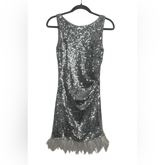 Jay X Jay Godfrey Metallic Sequin Silver Mini Dress 0 - Picture 2 of 8